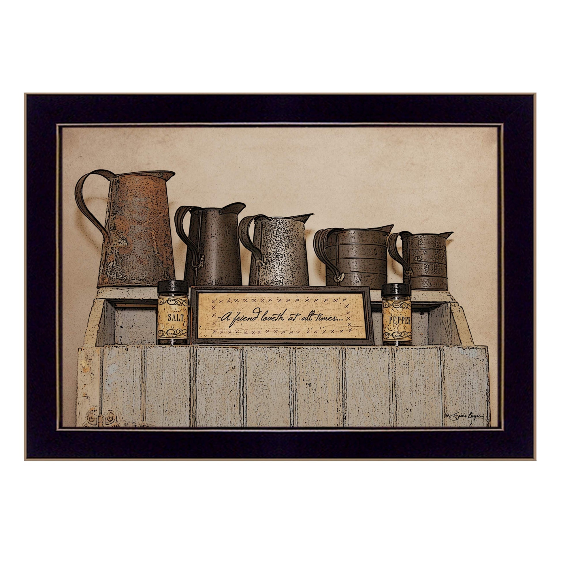 "A Friend Loveth at All Time" By Susie Boyer, Ready to Hang Framed Print, Black Frame